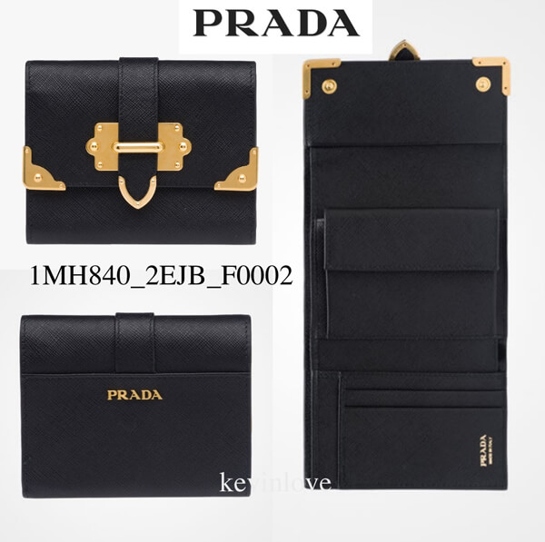 2017新作 PRADA プラダスーパーコピー Gold金具がポイント 二つ折りウォレット1MH840_2EJB_F0002